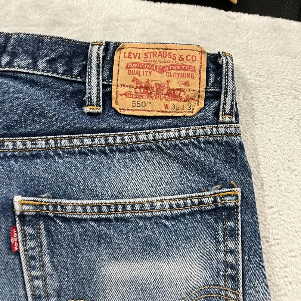 VTG 90s Levi's‎ 550 Jeans Mens 38x32 Relaxed Fit Black Denim Western Retro Faded